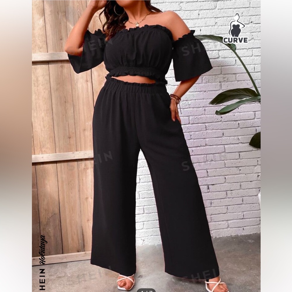 NWT off the shoulder set with wide leg pants